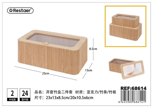 [68614] Caja de bambú - Set de 2 piezas rectangulares con ventana