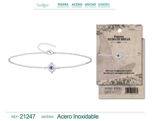 [21247] Pulsera Nudo Bruja acero plateado - Joyería que protege