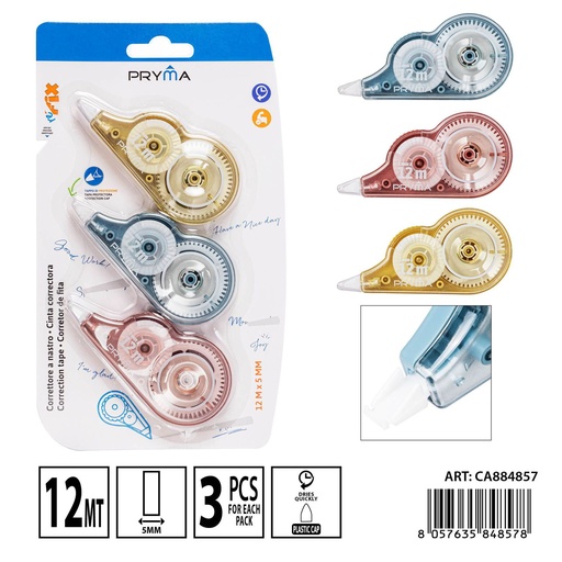 [0235748] Cinta correctora 5mm x 12m 3 piezas - Artículos de corrección