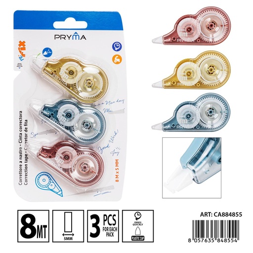 [0235746] Cinta correctora 5mm x 8m 3 piezas - Artículos de corrección