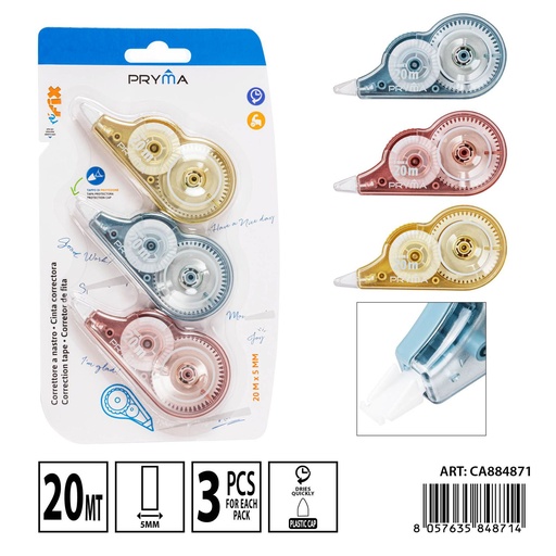 [0235750] Cinta correctora 5mm x 20m 3 piezas - Artículos de corrección