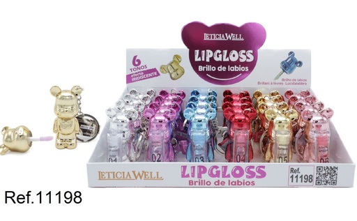 [8435433229858] Lipgloss Osito Iris D con llavero 24 unidades - Cosméticos de labios