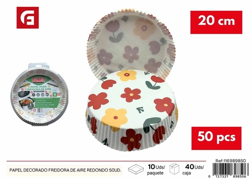 [116989850] Papel decorado para freidora de aire 50 uds 20cm - Utensilios desechables