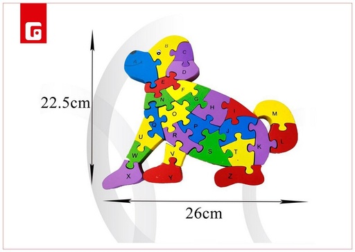 [165894257] Puzzle perro 26 alfabetos de madera - Juguetes educativos y rompecabezas