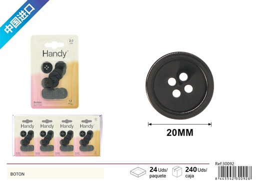 [30092] Botón negro y blanco tipo 32 - Accesorios de mercería