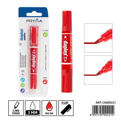 [0237566] Marcador doble punta 5/3 mm rojo - Utensilios de escritura