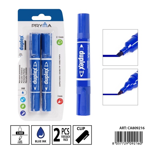 [0237561] Marcador de doble punta 5/3mm 2PZ azul - Herramientas de escritura