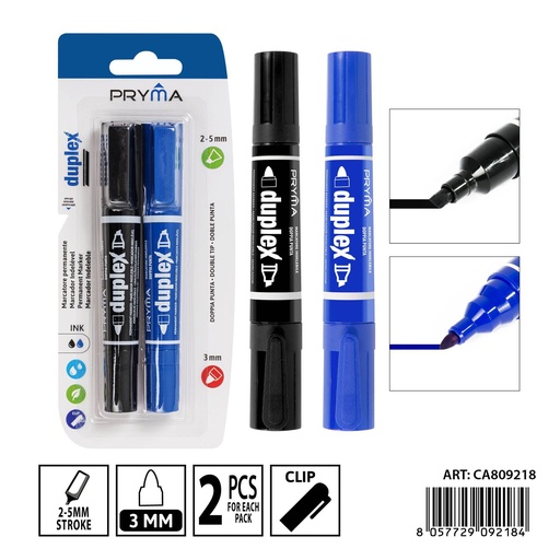 [0237563] Marcador doble punta 5/3mm (2 unidades) negro/azul - Herramientas de escritura y marcadores