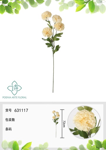[631117CHAMPAGNE] Ramo de flores artificiales - Clavel de 4 cabezas 72 cm