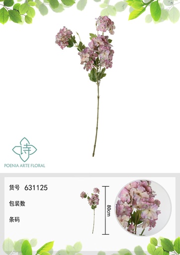 [631125ROSA CLARO] Ramo de flores artificiales - Hortensia de 5 cabezas 60 cm