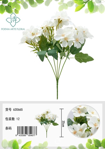 [630665-白色] Ramo de flores de hortensia de 5 pétalos - Ramo decorativo