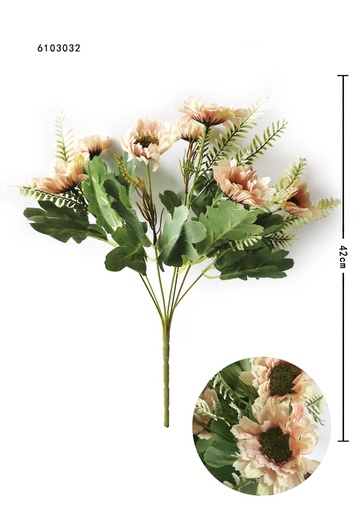[6103032-4浅粉] Ramo de girasoles pequeños de 7 cabezas en otoño - Ramo decorativo