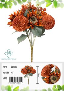 [631020CAFE] Ramo de girasoles de otoño con 9 cabezas - Ramo decorativo