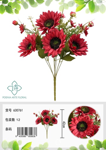 [630761红色] Ramo de 9 cabezas de girasoles - Ramo decorativo