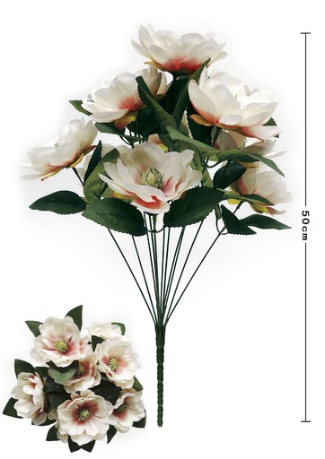 [630154-3玫红] Ramo de 11 cabezas de magnolias clásicas - Ramo decorativo