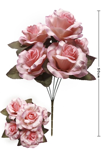 [630150-1粉色] Ramo de cinco cabezas de rosa - Decoraciones florales