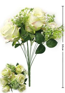 [630206绿白] Ramo de 12 rosas en colores otoñales - Bouquet de flores grandes