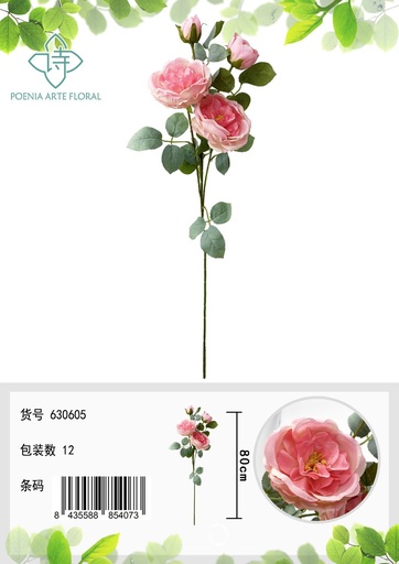 [630605-粉色] Ramo de 4 rosas irlandesas de 70 cm - Bouquet de flores