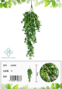 [630585-4绿] Rama de flores pequeñas artificiales colgantes - decoración de pared enredadera