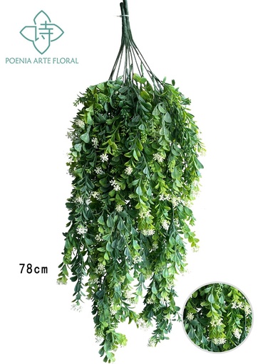[630660-白色] Rama de 2 piezas de flores pequeñas para colgar - decoración de pared enredadera