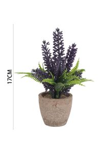 [631008-4棕] Pozuelo de lavanda artificial de 16 cm - Pequeño macetero decorativo