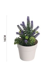 [631008-1] Pozuelo de lavanda artificial de 16 cm - Pequeño macetero decorativo