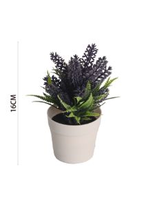 [631008-3] Pozuelo de lavanda artificial de 16 cm - Pequeño macetero decorativo