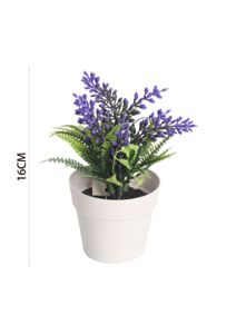 [631008-4] Pozuelo de lavanda artificial de 16 cm - Pequeño macetero decorativo