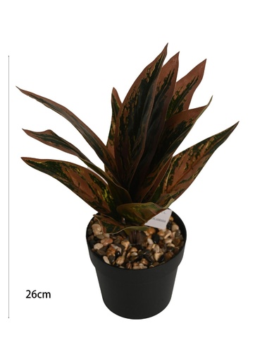 [M630812] Pozuelo artificial con hojas de color rojo bordeadas - Pequeño macetero decorativo