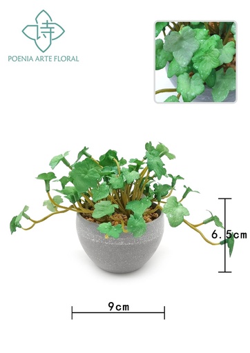 [630447-2] Bonsái artificial de aspidistra en maceta gris - Planta decorativa