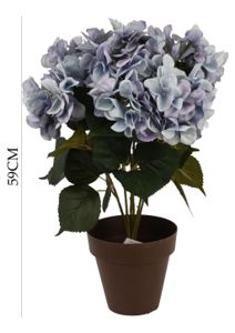 [HORTENSIA深蓝7头] Bonsái artificial de hortensia oscura azul de 7 cabezas - Planta decorativa
