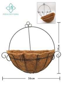 [210140] Maceta colgante de 14 pulgadas en mimbre - Maceta de madera