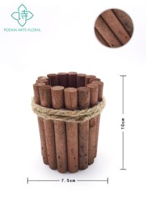 [210142-棕色] Maceta cilíndrica pequeña de madera - Maceta de madera