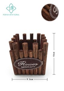 [210144-棕色] Maceta cuadrada de madera en diferentes alturas - Maceta de madera
