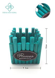 [210144-蓝色] Maceta cuadrada de madera en diferentes alturas - Maceta de madera
