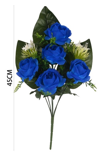 [6101092蓝色] Ramo de aguja de pino en forma de abanico de 7 cabezas - Ramos y flores
