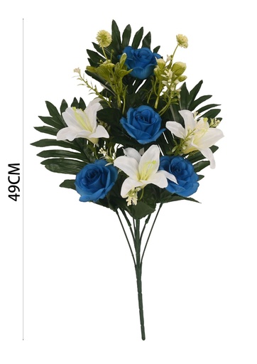 [6101074蓝色] Ramo de flores de seda - 6101074 Azul (8435588805990)