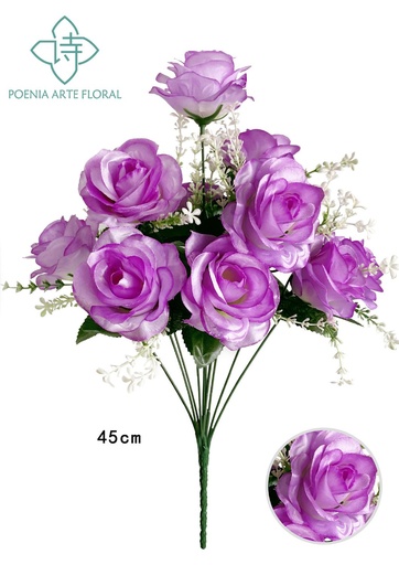 [6101008LILA] Ramo de flores de seda - 10 cabezas de hibisco