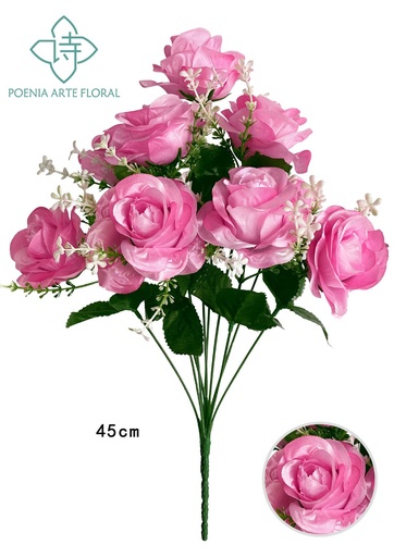 [6101008ROSA] Ramo de flores de seda - 10 cabezas de hibisco