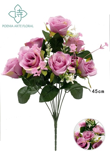 [6101050紫色] Ramo de rosas triángulo color lila claro (8 cabezas)