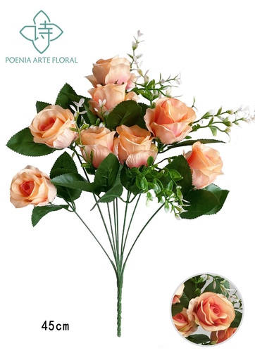 [6101053橘色] Ramo de rosas de cristal en color champán (8 cabezas)