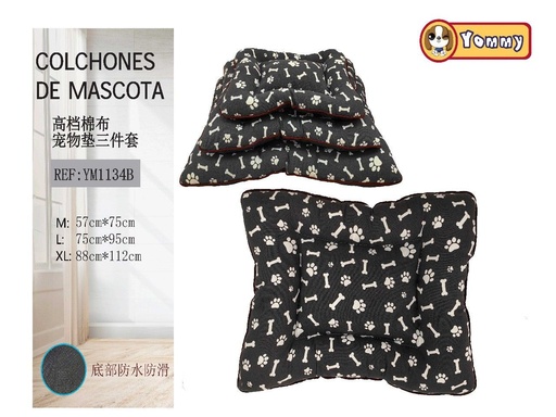 [YM1134B] Colchoneta de perro (juego de 3 piezas) gris - Accesorios para mascotas