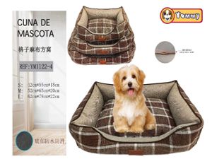 [YM1122-4] Cuna de perro 3 piezas de lienzo a cuadros marrón 1122-4 - Detalles que importan