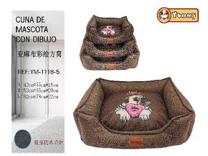 [YM1118-5] Cuna de perro 3 piezas de lienzo a cuadros marrón 1118-5 - Detalle especial en cada modalidad