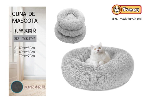 [YM8377-7] Cuna de perro gris claro con terciopelo 3 piezas - Accesorios para mascotas