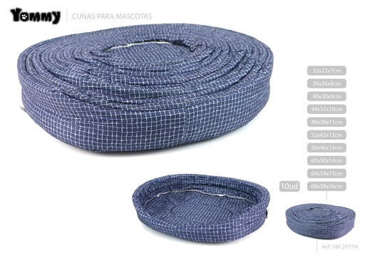 [YM2977H] Cuna de 10 piezas en poliéster color azul 68x58x16 cm - Accesorios de poliéster