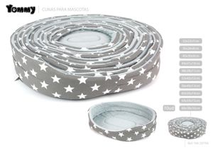 [YM2979A] Cuna de 10 piezas de lona gris con estrellas 68x58x16 cm - Accesorios para mascotas