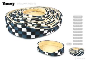 [YM2979N] Cuna de 10 piezas de lona blanca y negra a cuadros 68x58x16 cm - Accesorios para mascotas
