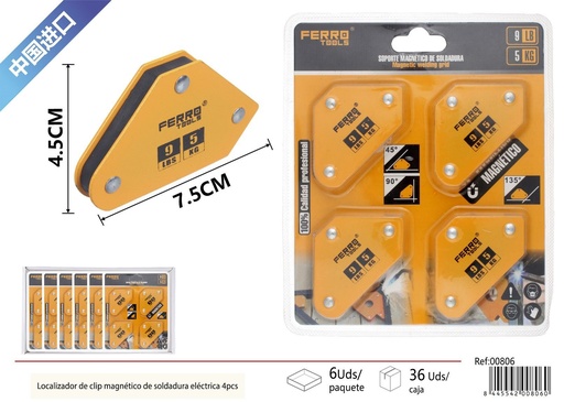 [00806] Escuadra magnética para soldar 4 pcs - Herramientas de ferretería