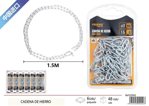 [02942] Cadena de hierro 2 mm x 1.5 m - Cadenas y seguridad